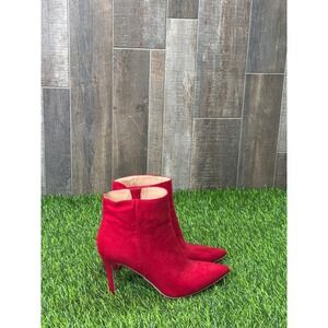 Rialto Fanny Red Faux Suede Pointed Toe Stiletto Ankle Boots Women 7.5M